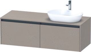 DURAVIT KETHO 2 WASTAFELONDERBOUWKAST INCL. CONSOLEPLAAT MET 2 LADEN VOOR WASKOM RECHTS 140X55X45.9CM MET HANDGREPEN ANTRACIET LINNEN MAT