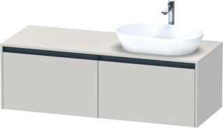 DURAVIT KETHO 2 WASTAFELONDERBOUWKAST INCL. CONSOLEPLAAT MET 2 LADEN VOOR WASKOM RECHTS 140X55X45.9CM MET HANDGREPEN ANTRACIET TAUPE SUPERMAT