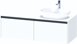 DURAVIT KETHO 2 WASTAFELONDERBOUWKAST INCL. CONSOLEPLAAT MET 2 LADEN VOOR WASKOM RECHTS 140X55X45.9CM MET HANDGREPEN ANTRACIET WIT SUPERMAT