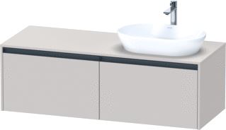 DURAVIT KETHO 2 WASTAFELONDERBOUWKAST INCL. CONSOLEPLAAT MET 2 LADEN VOOR WASKOM RECHTS 140X55X45.9CM MET HANDGREPEN ANTRACIET TAUPE MAT