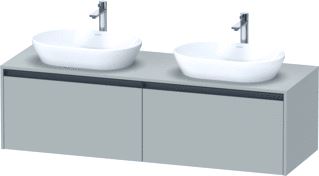 DURAVIT KETHO 2 WASTAFELONDERBOUWKAST INCL. CONSOLEPLAAT MET 2 LADEN VOOR DUBBELE WASKOMMEN 160X55X45.9CM MET HANDGREPEN ANTRACIET BETONGRIJS MAT