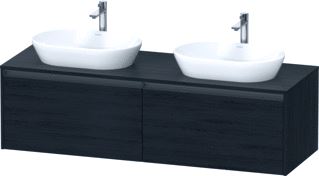 DURAVIT KETHO 2 WASTAFELONDERBOUWKAST INCL. CONSOLEPLAAT MET 2 LADEN VOOR DUBBELE WASKOMMEN 160X55X45.9CM MET HANDGREPEN ANTRACIET EIKEN ZWART MAT