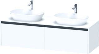 DURAVIT KETHO 2 WASTAFELONDERBOUWKAST INCL. CONSOLEPLAAT MET 2 LADEN VOOR DUBBELE WASKOMMEN 160X55X45.9CM MET HANDGREPEN ANTRACIET WIT MAT