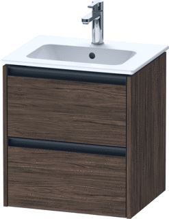 DURAVIT KETHO 2 WASTAFELONDERBOUWKAST MET 2 LADEN 51X42X54.9CM MET GREPEN ANTRACIET DONKER NOTEN MAT