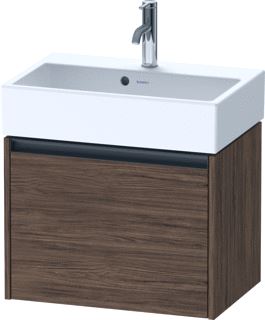 DURAVIT KETHO 2 WASTAFELONDERBOUWKAST MET 1 LADE 58.4X39X44CM MET GREEP ANTRACIET DONKER NOTEN MAT