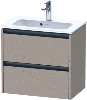 DURAVIT KETHO 2 WASTAFELONDERBOUWKAST MET 2 LADEN 61X39X54.9CM MET GREPEN ANTRACIET LINNEN MAT