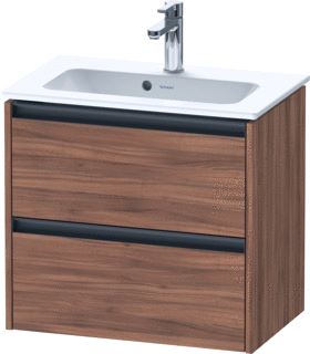 DURAVIT KETHO 2 WASTAFELONDERBOUWKAST MET 2 LADEN 61X39X54.9CM MET GREPEN ANTRACIET NOTEN MAT