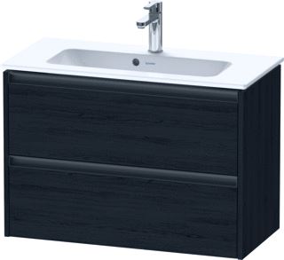 DURAVIT KETHO 2 WASTAFELONDERBOUWKAST MET 2 LADEN 81X39X54.9CM MET GREPEN ANTRACIET EIKEN ZWART MAT