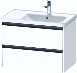 DURAVIT KETHO 2 WASTAFELONDERBOUWKAST MET 2 LADEN VOOR WASKOM RECHTS 78.4X45.5X54.9CM MET GREPEN ANTRACIET WIT MAT