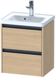 DURAVIT KETHO 2 WASTAFELONDERBOUWKAST MET 2 LADEN 48.4X37.5X54.9CM MET GREPEN ANTRACIET NATUUR EIKEN MAT