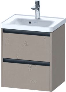 DURAVIT KETHO 2 WASTAFELONDERBOUWKAST MET 2 LADEN 48.4X37.5X54.9CM MET GREPEN ANTRACIET LINNEN MAT