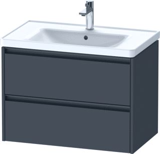 DURAVIT KETHO 2 WASTAFELONDERBOUWKAST MET 2 LADEN 78.4X45.5X54.9CM MET GREPEN ANTRACIET GRAFIET MAT