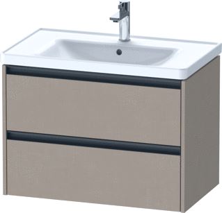 DURAVIT KETHO 2 WASTAFELONDERBOUWKAST MET 2 LADEN 78.4X45.5X54.9CM MET GREPEN ANTRACIET LINNEN MAT