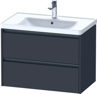 DURAVIT KETHO 2 WASTAFELONDERBOUWKAST MET 2 LADEN 78.4X45.5X54.9CM MET GREPEN ANTRACIET GRAFIET SUPERMAT