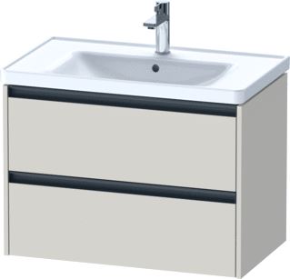 DURAVIT KETHO 2 WASTAFELONDERBOUWKAST MET 2 LADEN 78.4X45.5X54.9CM MET GREPEN ANTRACIET TAUPE SUPERMAT