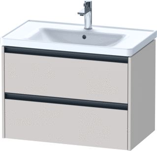 DURAVIT KETHO 2 WASTAFELONDERBOUWKAST MET 2 LADEN 78.4X45.5X54.9CM MET GREPEN ANTRACIET TAUPE MAT