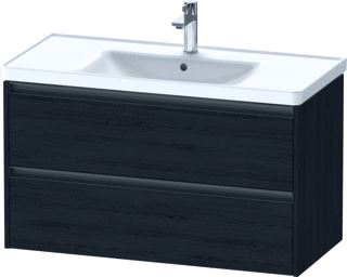 DURAVIT KETHO 2 WASTAFELONDERBOUWKAST MET 2 LADEN 98.4X45.5X54.9CM MET GREPEN ANTRACIET EIKEN ZWART MAT