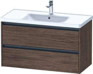 DURAVIT KETHO 2 WASTAFELONDERBOUWKAST MET 2 LADEN 98.4X45.5X54.9CM MET GREPEN ANTRACIET DONKER NOTEN MAT