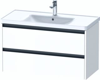 DURAVIT KETHO 2 WASTAFELONDERBOUWKAST MET 2 LADEN 98.4X45.5X54.9CM MET GREPEN ANTRACIET HOOGGLANS WIT