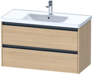 DURAVIT KETHO 2 WASTAFELONDERBOUWKAST MET 2 LADEN 98.4X45.5X54.9CM MET GREPEN ANTRACIET NATUUR EIKEN MAT