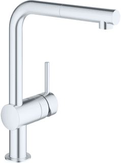 GROHE MINTA KEUKENMENGKRAAN EENGREEPS MOUSSEUR UITTREKBAAR 329MM HOOGTE 217MM VOORSPRONG L-UITLOOP DRAAIBAAR SUPERSTEEL