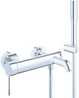 GROHE ESSENCE NEW BADMENGKRAAN MET DOUCHESET WAND TWEEGREEPS 2-GATS OMSTELINRICHTING 193MM UITLOOP VAST CHROOM