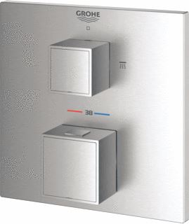 GROHE GROHTHERM CUBE INBOUWMENGKRAAN OPBOUWDEEL HOOFD/HAND THERMOSTAAT EENGREEPS 2-WEG OMSTELINRICHTING SUPERSTEEL 