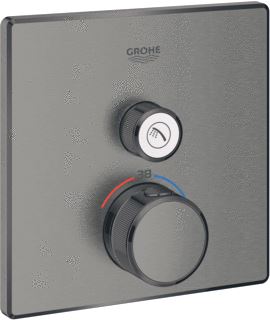 GROHE GROHTHERM SMARTCONTROL INBOUWMENGKRAAN OPBOUWDEEL BAD/DOUCHE THERMOSTAAT VIERKANT EENGREEPS HARD GRAPHITE GEBORSTELD 