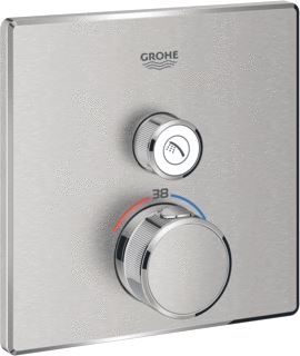 GROHE GROHTHERM SMARTCONTROL INBOUWMENGKRAAN OPBOUWDEEL BAD/DOUCHE THERMOSTAAT VIERKANT EENGREEPS SUPERSTEEL 