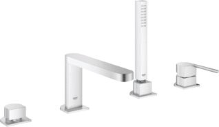 GROHE PLUS BADRANDCOMBINATIE MET STAAFHANDDOUCHE TWEEGREEPS 4-GATS 2000MM DOUCHESLANG 211MM UITLOOP SUPERSTEEL