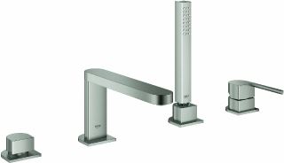 GROHE PLUS BADRANDCOMBINATIE MET STAAFHANDDOUCHE TWEEGREEPS 4-GATS 2000MM DOUCHESLANG 211MM UITLOOP HARD GRAPHITE GEBORSTELD