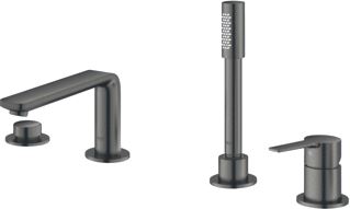 GROHE LINEARE NEW BADRANDCOMBINATIE STAAFHANDDOUCHE EENGREEPS 4-GATS 2000MM SLANG 212MM UITLOOP HARD GRAPHITE GEBORSTELD 