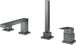 GROHE EUROCUBE BADRANDCOMBINATIE STAAFHANDDOUCHE EENGREEPS 4-GATS 2000MM DOUCHESLANG 220MM UITLOOP HARD GRAPHITE GEBORSTELD 