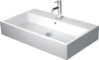 DURAVIT VERO AIR WASTAFEL 800 MM WIT HOOGGLANS KRAANVLAK ZONDER KRAANGAT OVERLOOP WONDERGLISS