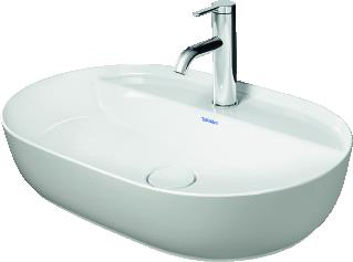 DURAVIT LUV OPZETWASTAFEL 600 MM WIT HOOGGLANS KRAANVLAK MET 1 KRAANGAT GESLEPEN WONDERGLISS 