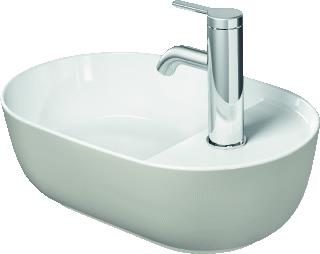 DURAVIT LUV OPZETWASTAFEL 420 MM WIT HOOGGLANS KRAANVLAK MET 1 KRAANGAT GESLEPEN WONDERGLISS 