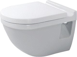 DURAVIT STARCK 3 WANDWC 540 MM WIT HOOGGLANS DIEPSPOELER GESLOTEN HYGIENEGLAZE 3 L / 4,5 L PK 