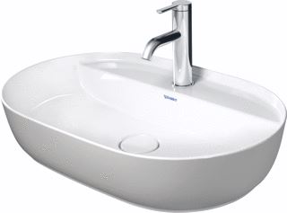 DURAVIT LUV OPZETWASTAFEL 600 MM KLEUR BINNENKANT WIT HOOGGLANS / KLEUR BUITENKANT GRIJS ZIJDEMAT KRAANVLAK AANTAL KRAANGATEN PER WASBAK: 1 POSITIE ZEEPDISPENSER: ZONDER GESLEPEN 