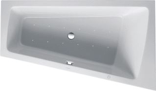 DURAVIT PAIOVA WHIRLPOOL 1700X1000 MM WIT AIR-SYSTEEM INBOUWVERSIE ACRYL TRAPEZIUMVORMIG MET 1 SCHUINE ZIJDE MET AFVOER-OVERLOOPGARNITUUR