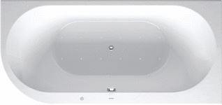 DURAVIT DARLING NEW WHIRLPOOL 1900X900 MM WIT AIR-SYSTEEM HOEK RECHTS ACRYL OMMANTELING ACRYL RECHTHOEKIG MET 2 SCHUINE ZIJDEN MET AFVOER-OVERLOOPGARNITUUR 