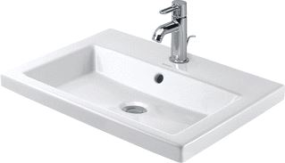 DURAVIT 2ND FLOOR INBOUWWASTAFEL 60 X 43CM WIT WONDERGLISS 1 KRAANGAT MET OVERLOOP VOOR INBOUW VAN BOVEN RUGZIJDE GEGLAZUURD 