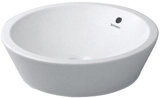 DURAVIT STARCK 1 OPZETWASTAFEL 530 MM WIT HOOGGLANS ZONDER KRAANGAT OVERLOOP GESLEPEN