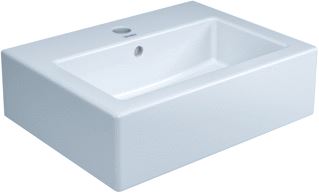 DURAVIT VERO FONTEINTJE 450 MM WIT HOOGGLANS KRAANVLAK MET 1 KRAANGAT OVERLOOP WONDERGLISS 