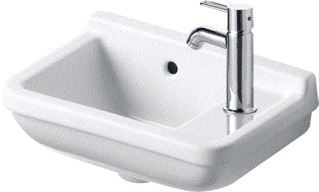 DURAVIT STARCK 3 FONTEIN INCL. BEVESTIGING 40X26CM MET OVERLOOP MET KRAANGAT RECHTS WG WIT 