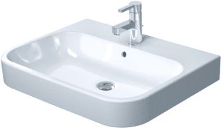 DURAVIT HAPPYD 2 MEUBELWASTAFEL GESLEPEN MET OVERLOOP MET 1 KRAANGAT 65X50.5CM MET WG WIT 