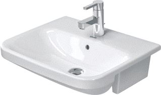 DURAVIT DURASTYLE HALFINBOUWWASTAFEL 550 MM WIT HOOGGLANS KRAANVLAK MET 1 KRAANGAT OVERLOOP POSITIE ZEEPDISPENSER: ZONDER 