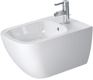 DURAVIT HAPPYD 2 WANDBIDET 35.5X54CM MET OVERLOOP MET KRAANGAT MET WG WIT 