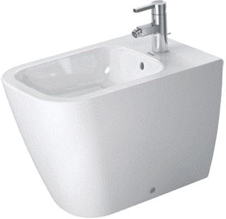 DURAVIT HAPPYD 2 STAAND BIDET BACK TO WALL INCL. BEVESTIGING 36.5X57CM MET OVERLOOP MET KRAANGAT MET WG WIT 