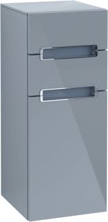 VILLEROY & BOCH SUBWAY 2.0 ZIJKAST 1 DEUR 2 SCHUIFLADEN 356 X 857 X 370 MM GLOSSY GREY / GLASS WHITE