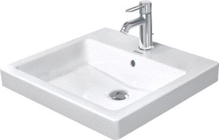 DURAVIT VERO INBOUWWASTAFEL 50CM WIT WONDERGLISS 1 KRAANGAT MET OVERLOOP VOOR INBOUW VAN BOVEN 